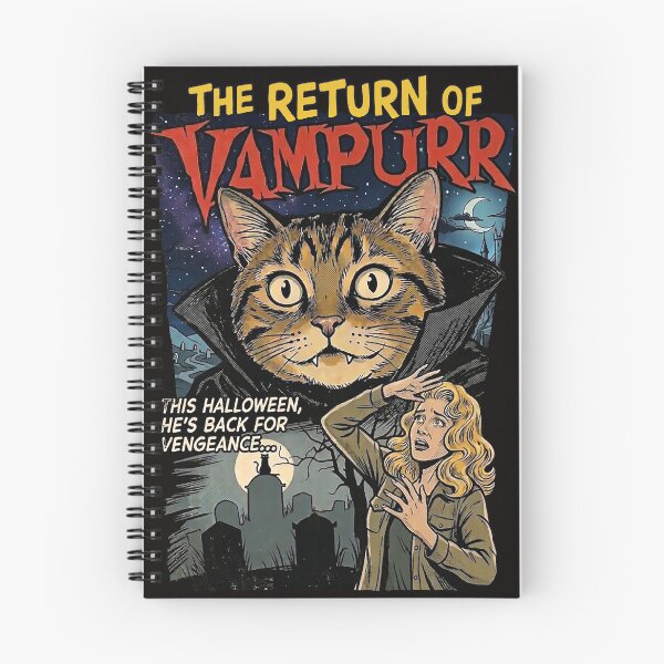 Item preview, The Return Of Vampurr Funny Halloween Cat Vintage Movie Poster designed and sold by BowbinaStudio.