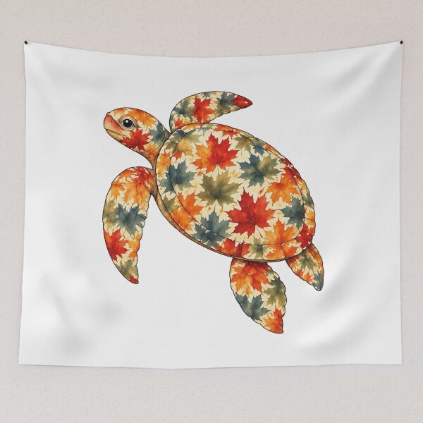 Item preview, Colorful Sea Turtle | Ocean Autumn Maples Art Collection designed and sold by Zaru Art Studio.
