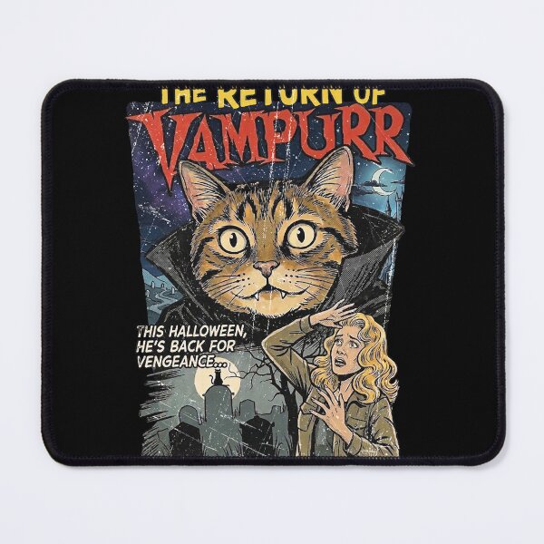 Item preview, The Return Of Vampurr Funny Halloween Cat Vintage Movie Poster Distressed designed and sold by BowbinaStudio.