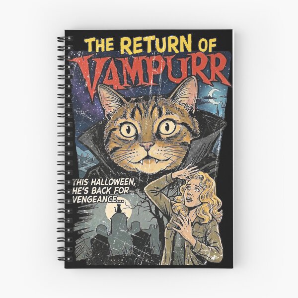 Item preview, The Return Of Vampurr Funny Halloween Cat Vintage Movie Poster Distressed designed and sold by BowbinaStudio.