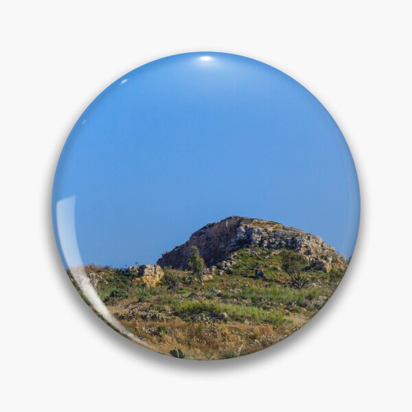 Item preview, Sunny Mediterranean Hill Landscape With Rocky Outcrop, Terraced Countryside And Dry Grass Under Blue Sky designed and sold by Nmallia.