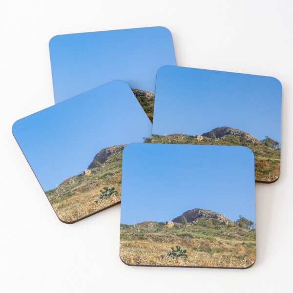 Item preview, Sunny Mediterranean Hill Landscape With Rocky Outcrop, Terraced Countryside And Dry Grass Under Blue Sky designed and sold by Nmallia.
