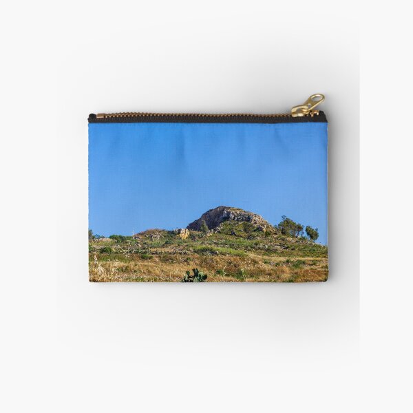 Item preview, Sunny Mediterranean Hill Landscape With Rocky Outcrop, Terraced Countryside And Dry Grass Under Blue Sky designed and sold by Nmallia.
