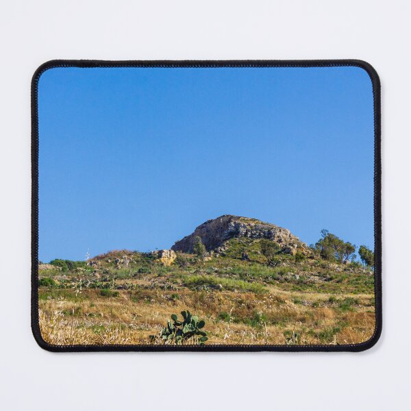 Item preview, Sunny Mediterranean Hill Landscape With Rocky Outcrop, Terraced Countryside And Dry Grass Under Blue Sky designed and sold by Nmallia.