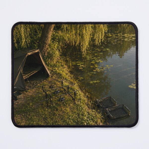 Item preview, Carp Fishing Bivvy Camp Real Scenery - Premium Angling Art designed and sold by GeekAnglerStore.