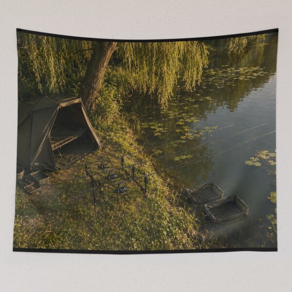 Item preview, Carp Fishing Bivvy Camp Real Scenery - Premium Angling Art designed and sold by GeekAnglerStore.