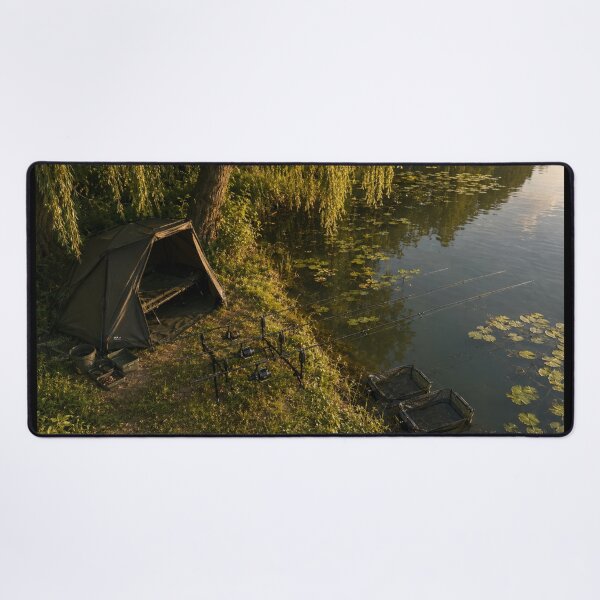 Item preview, Carp Fishing Bivvy Camp Real Scenery - Premium Angling Art designed and sold by GeekAnglerStore.