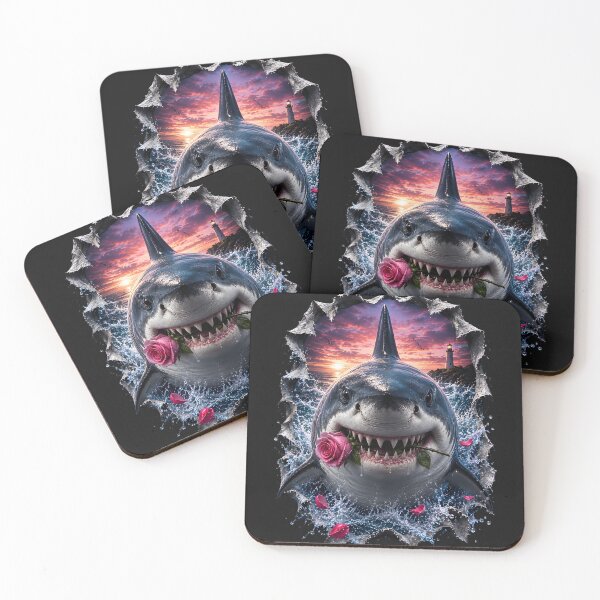 Item preview, 3D Great White Shark Rose Romance designed and sold by AI-Only Creations.