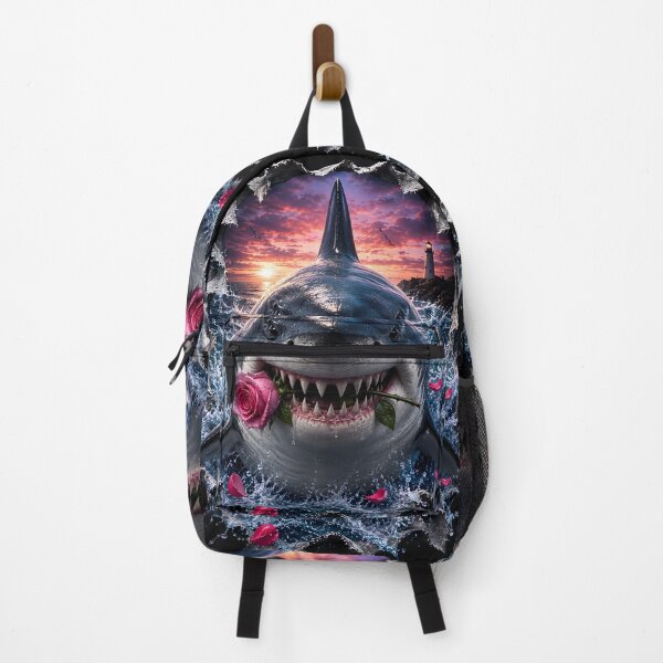 Item preview, 3D Great White Shark Rose Romance designed and sold by AI-Only Creations.