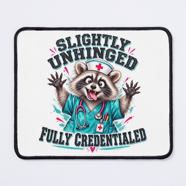 Item preview, Slightly Unhinged Fully Credentialed Funny Nurse Humor Typography designed and sold by VGAfanatic.