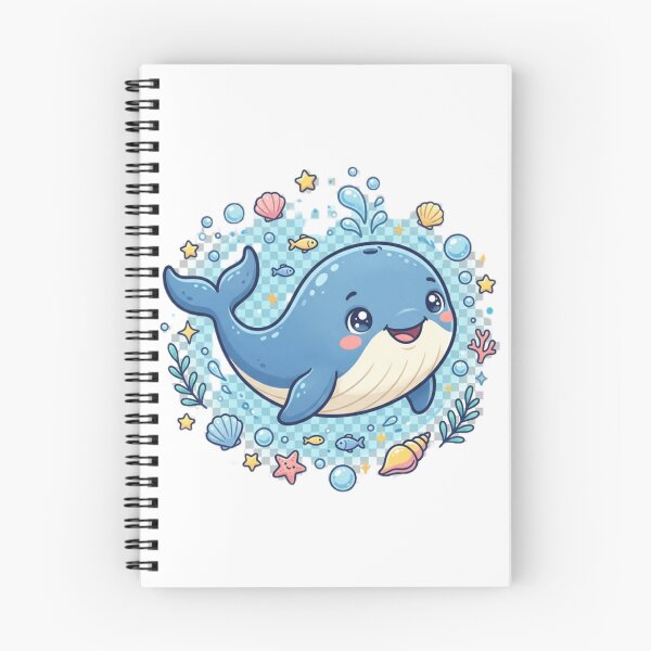 Item preview, Happy Little Blue Whale with Bubbles & Seashells designed and sold by Tinydoodlenest .
