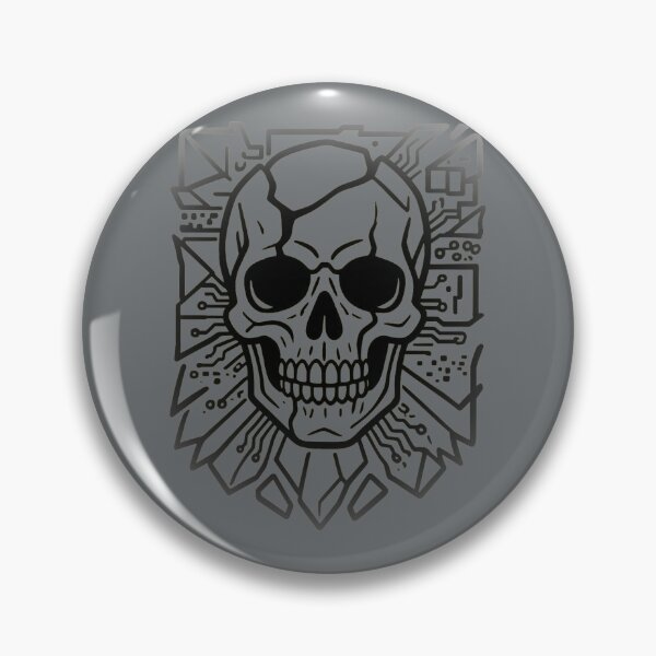 Item preview, Cracked Cyberpunk Skull Circuit Board Tech Hacker Dark Techno Line Art designed and sold by MarCinu Art.