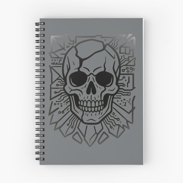 Item preview, Cracked Cyberpunk Skull Circuit Board Tech Hacker Dark Techno Line Art designed and sold by MarCinu Art.