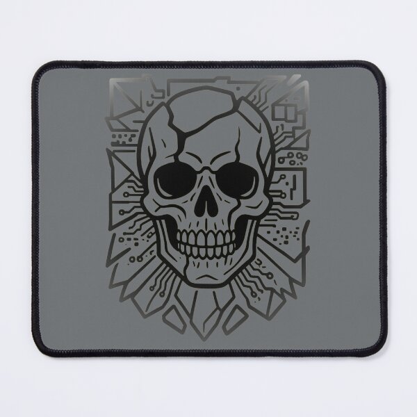 Item preview, Cracked Cyberpunk Skull Circuit Board Tech Hacker Dark Techno Line Art designed and sold by MarCinu Art.