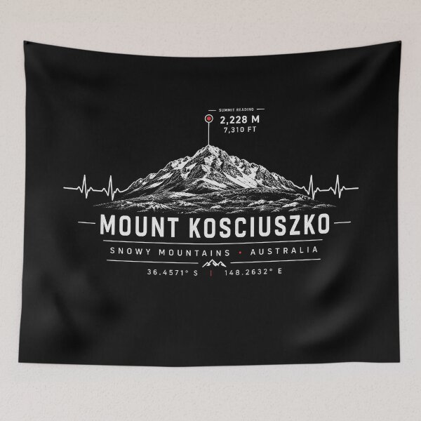 Item preview, ❤️ HEARTBEATS OF THE WORLD COLLECTION ❤️ - Mount Kosciuszko Summit Emblem - SNOWY MOUNTAINS - AUSTRALIA designed and sold by WheelieGdArt.