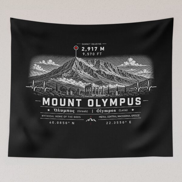 Item preview, ❤️ HEARTBEATS OF THE WORLD COLLECTION ❤️ - Mount Olympus - Όλυμπος - Ólympos  Summit Emblem - PIERIA - CENTRAL MACEDONIA - GREECE designed and sold by WheelieGdArt.