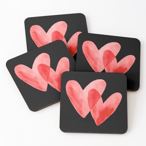 Item preview, Interlocking Watercolor Hearts - Soft Romantic Love Graphic Art | Red designed and sold by Frohyou.