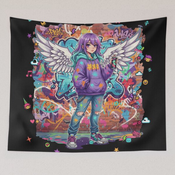 Item preview, Graffiti Angel Girl – Colorful Urban Anime designed and sold by Revyra Design .