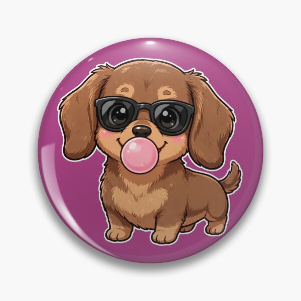 Item preview, Cool Dachshund Blowing Bubblegum - Kawaii Sausage Dog Sticker designed and sold by PrettyCrypt.