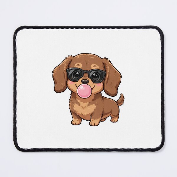 Item preview, Cool Dachshund Blowing Bubblegum - Kawaii Sausage Dog Sticker designed and sold by PrettyCrypt.