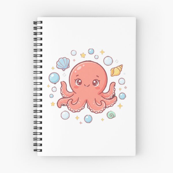 Item preview, Adorable Pink Baby Octopus with Bubbles & Seashells designed and sold by Tinydoodlenest .