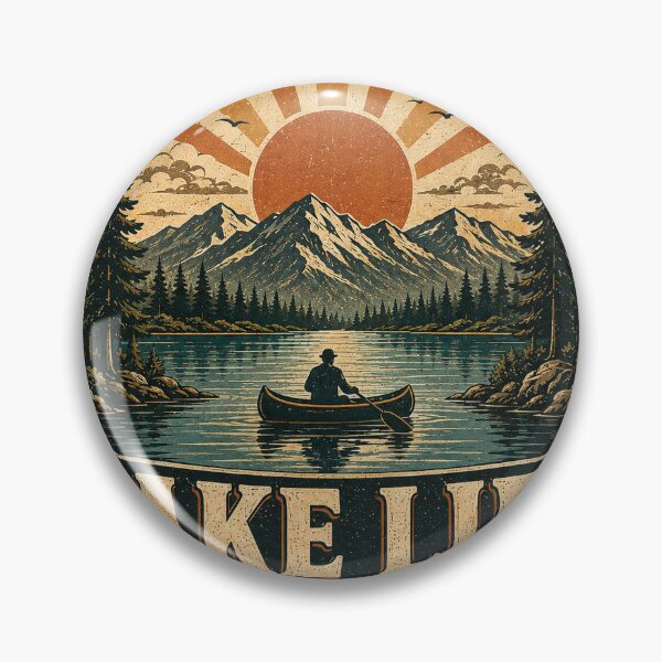 Item preview, Lake Life Vintage Mountain Canoe Forest Outdoor Adventure Design designed and sold by RobertArt08.