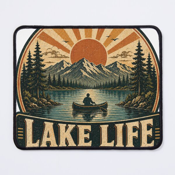 Item preview, Lake Life Vintage Mountain Canoe Forest Outdoor Adventure Design designed and sold by RobertArt08.