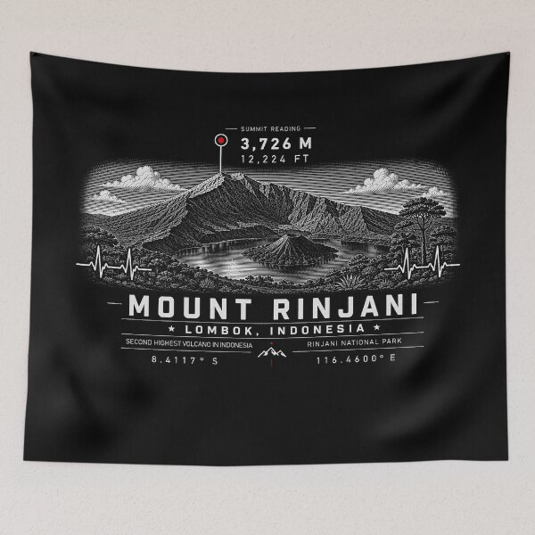 Item preview, ❤️ HEARTBEATS OF THE WORLD COLLECTION ❤️ - Mount Rinjani Summit Emblem - RINJANI NATIONAL PARK - LOMBOK - INDONESIA designed and sold by WheelieGdArt.