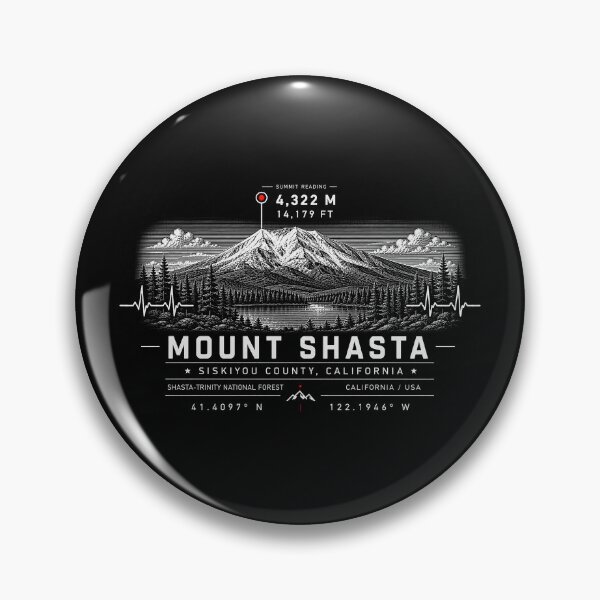 Item preview, ❤️ HEARTBEATS OF THE WORLD COLLECTION ❤️ - Mount Shasta Summit Emblem - SHASTA-TRINITY NATIONAL FOREST - SISKIYOU COUNTY - CALIFORNIA - USA designed and sold by WheelieGdArt.