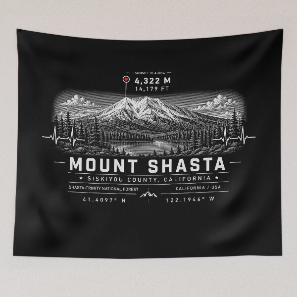 Item preview, ❤️ HEARTBEATS OF THE WORLD COLLECTION ❤️ - Mount Shasta Summit Emblem - SHASTA-TRINITY NATIONAL FOREST - SISKIYOU COUNTY - CALIFORNIA - USA designed and sold by WheelieGdArt.