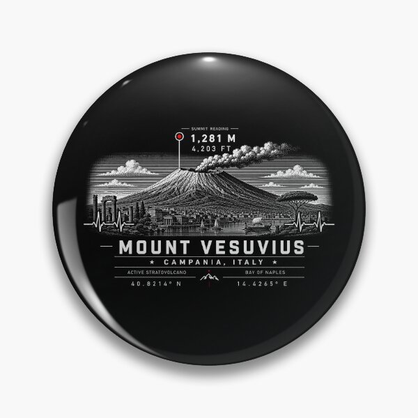 Item preview, ❤️ HEARTBEATS OF THE WORLD COLLECTION ❤️ - Mount Vesuvius Summit Emblem - BAY OF NAPLES - CAMPANIA - ITALY designed and sold by WheelieGdArt.
