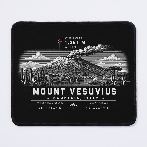 Item preview, ❤️ HEARTBEATS OF THE WORLD COLLECTION ❤️ - Mount Vesuvius Summit Emblem - BAY OF NAPLES - CAMPANIA - ITALY designed and sold by WheelieGdArt.