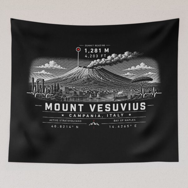 Item preview, ❤️ HEARTBEATS OF THE WORLD COLLECTION ❤️ - Mount Vesuvius Summit Emblem - BAY OF NAPLES - CAMPANIA - ITALY designed and sold by WheelieGdArt.