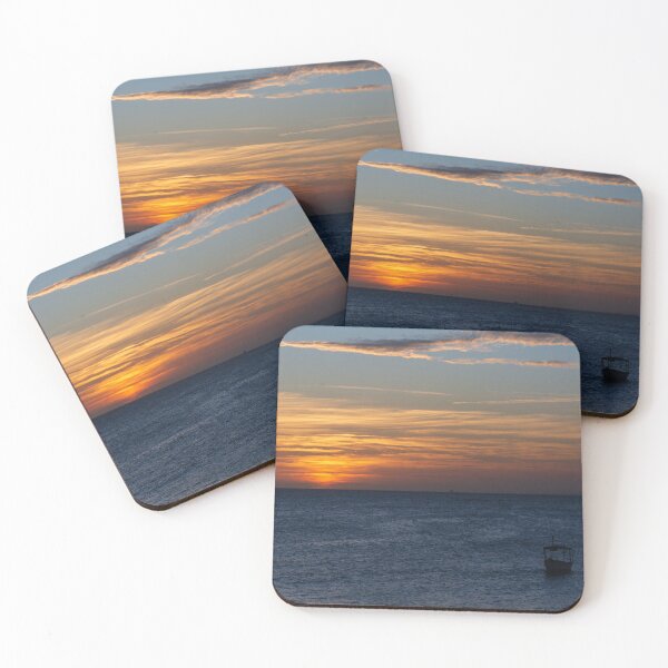 Item preview, Golden Ocean Sunset with Silhouette Boat designed and sold by ThaCriações.