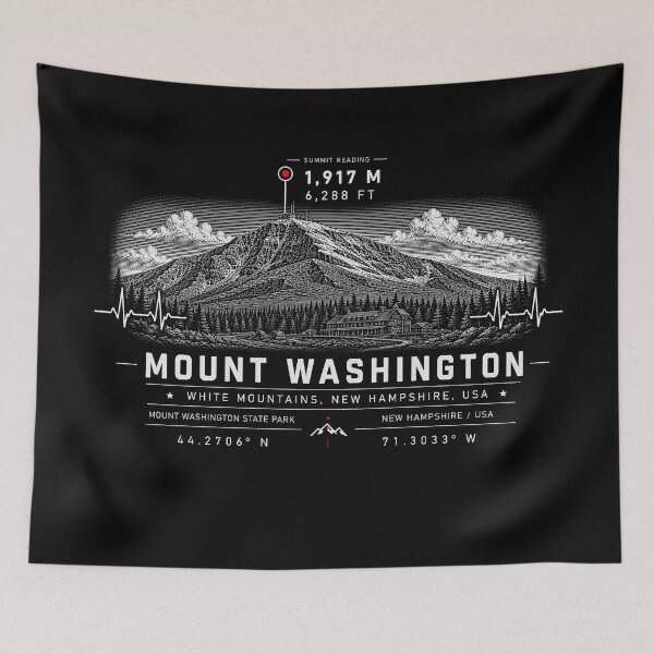 Item preview, ❤️ HEARTBEATS OF THE WORLD COLLECTION ❤️ - Mount Washington Summit Emblem - MOUNT WASHINGTON STATE PARK - WHITE MOUNTAINS - NEW HAMPSHIRE - USA designed and sold by WheelieGdArt.