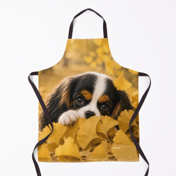 Item preview, Cavalier King Charles Spaniel Peeking Through Golden Ginkgo Leaves designed and sold by ManJiangHong.