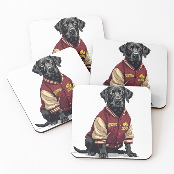 Item preview, HOMECOMING VARSITY JACKET BLACK LABRADOR DOG ART designed and sold by PawsStudioAU.