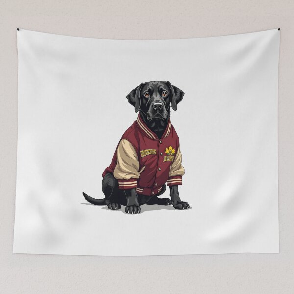 Item preview, HOMECOMING VARSITY JACKET BLACK LABRADOR DOG ART designed and sold by PawsStudioAU.