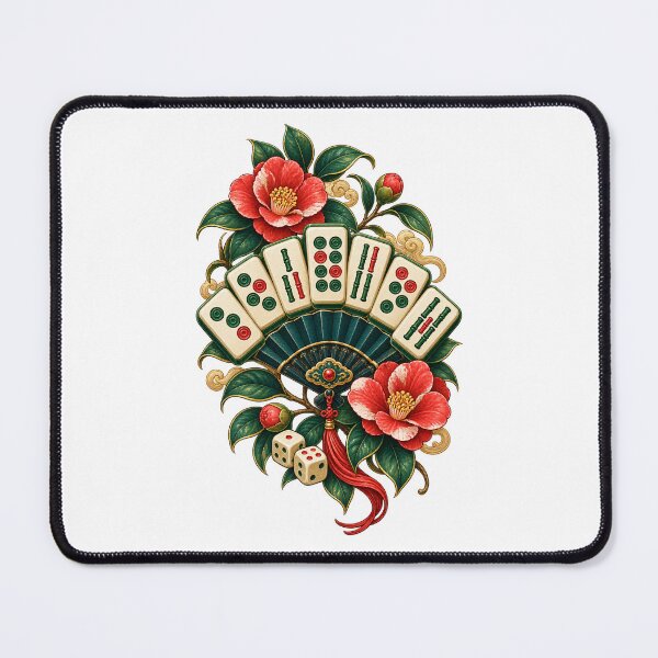 Item preview, Camellia Mahjong Tile Fan designed and sold by UrbanCanvvas.