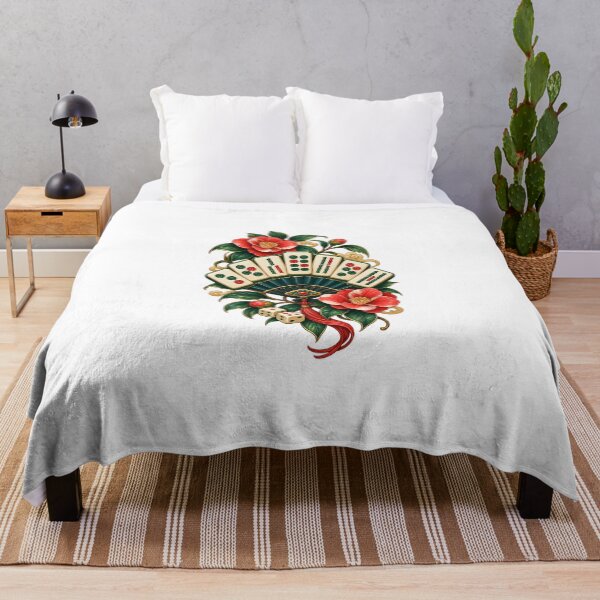 Item preview, Camellia Mahjong Tile Fan designed and sold by UrbanCanvvas.