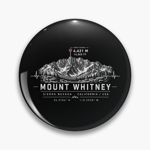 Item preview, ❤️ HEARTBEATS OF THE WORLD COLLECTION ❤️ - Mount Whitney Summit Emblem - SEQUOIA NATIONAL PARK - JOHN MUIR TRAIL - SIERRA NEVADA - CALIFORNIA - USA designed and sold by WheelieGdArt.