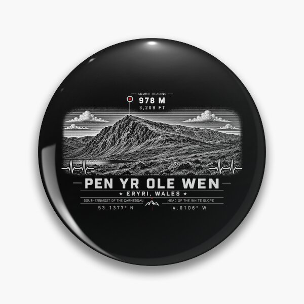 Item preview, ❤️ HEARTBEATS OF THE WORLD COLLECTION ❤️ - Pen yr Ole Wen Summit Emblem - WHITE SLOPE - ERYRI - WALES designed and sold by WheelieGdArt.