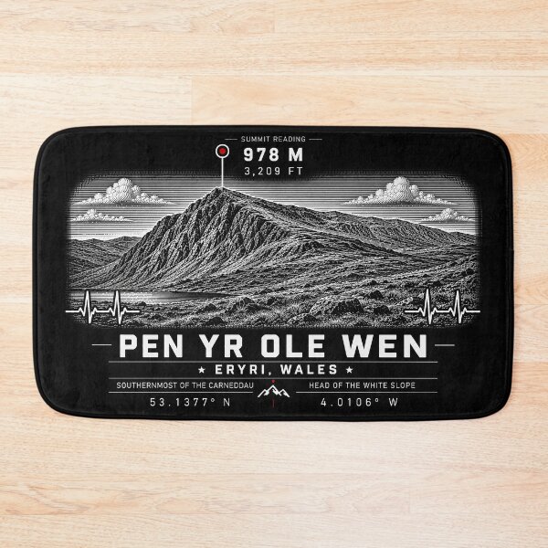 Item preview, ❤️ HEARTBEATS OF THE WORLD COLLECTION ❤️ - Pen yr Ole Wen Summit Emblem - WHITE SLOPE - ERYRI - WALES designed and sold by WheelieGdArt.