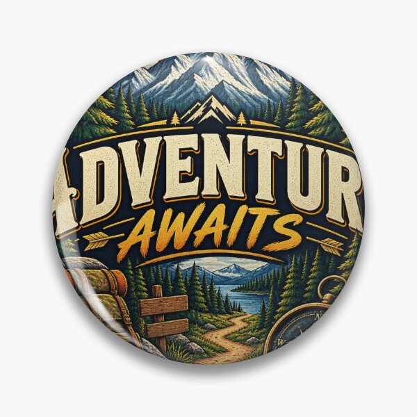 Item preview, Adventure Awaits Vintage Mountain Hiking Camping Outdoor Design designed and sold by RobertArt08.