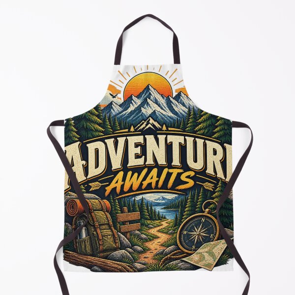 Item preview, Adventure Awaits Vintage Mountain Hiking Camping Outdoor Design designed and sold by RobertArt08.