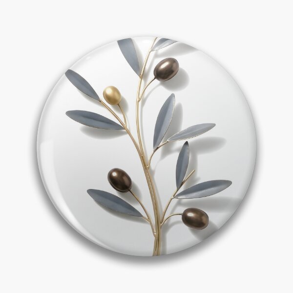 Item preview, Minimalist 3D Metal Olive Branch Wall Art Print | Slate Blue & Gold Metallic Botanical Poster | Floating Relief Sculpture Illustration | Mediterranean Decor designed and sold by SergioMiklos.