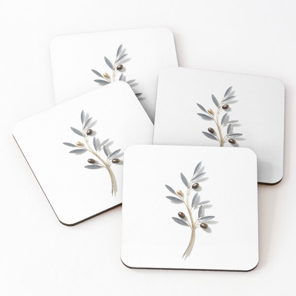 Item preview, Minimalist 3D Metal Olive Branch Wall Art Print | Slate Blue & Gold Metallic Botanical Poster | Floating Relief Sculpture Illustration | Mediterranean Decor designed and sold by SergioMiklos.