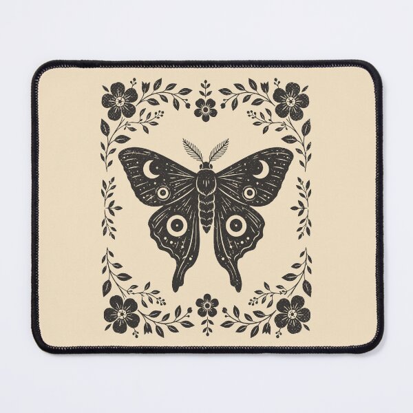 Item preview, Linocut Moth Vintage Winged Insect Floral Cottagecore designed and sold by Y-Vibes.
