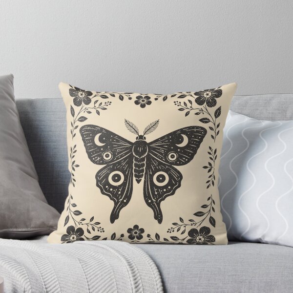 Item preview, Linocut Moth Vintage Winged Insect Floral Cottagecore   designed and sold by Y-Vibes.