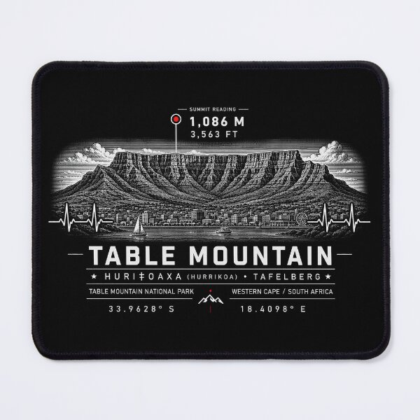 Item preview, ❤️ HEARTBEATS OF THE WORLD COLLECTION ❤️ - Table Mountain - Huriǂoaxa - Tafelberg Summit Emblem - TABLE MOUNTAIN NATIONAL PARK - WESTERN CAPE - SOUTH AFRICA designed and sold by WheelieGdArt.